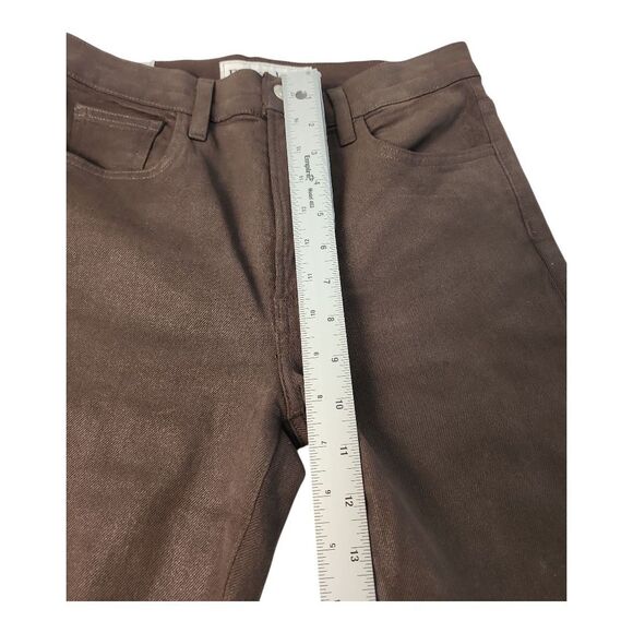 Frank & Eileen Cork High Waist Straight Leg Jeans Sz 27 Chocolate Brown Raw Hem - Picture 4 of 12